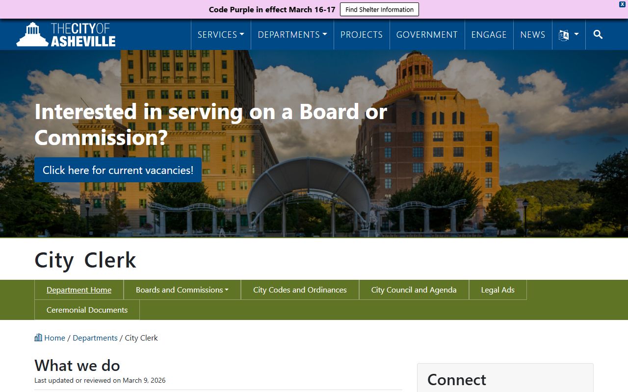 Asheville City Clerk resources page for Asheville deed records access