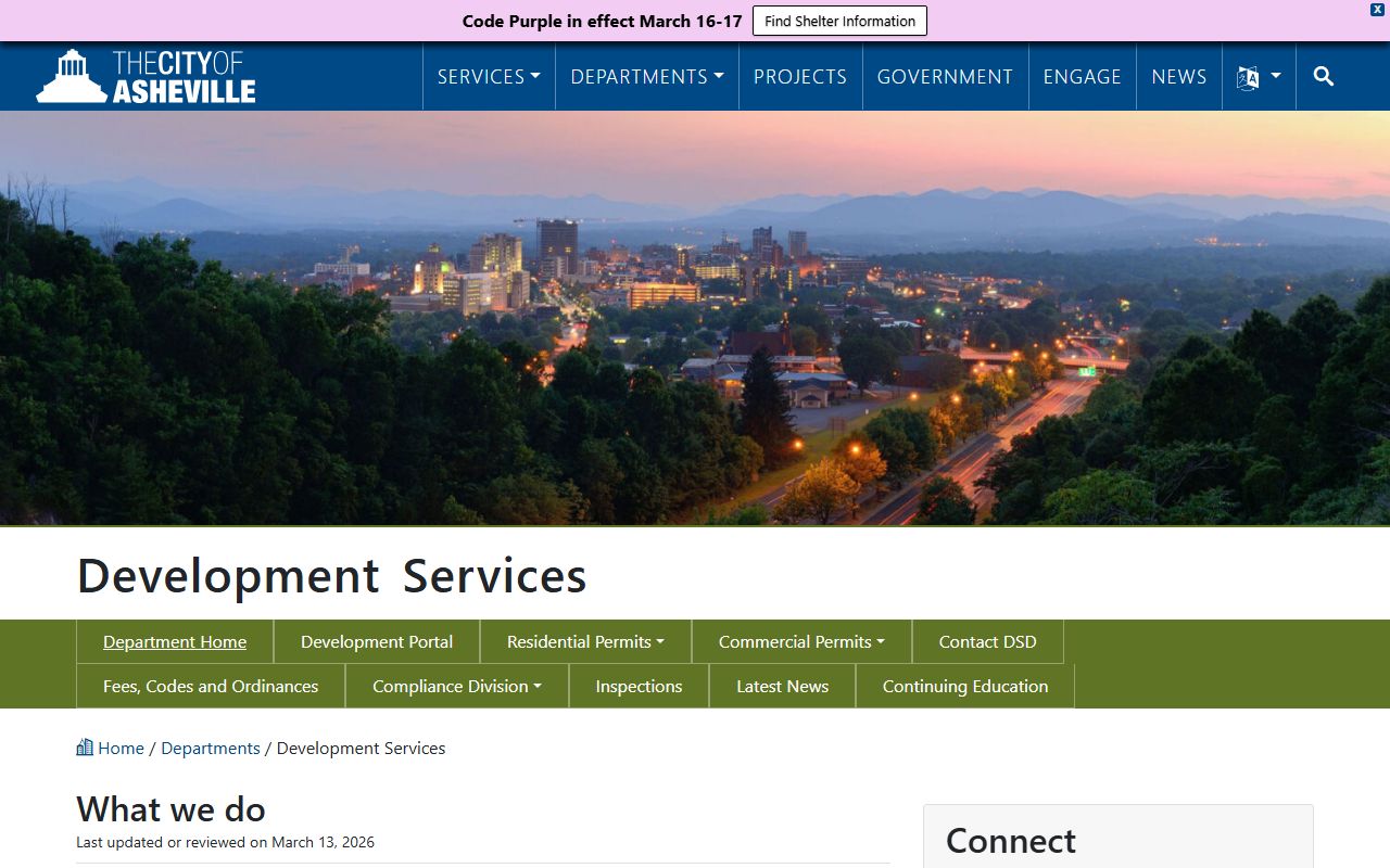 Asheville Development Services Department portal for property and zoning information