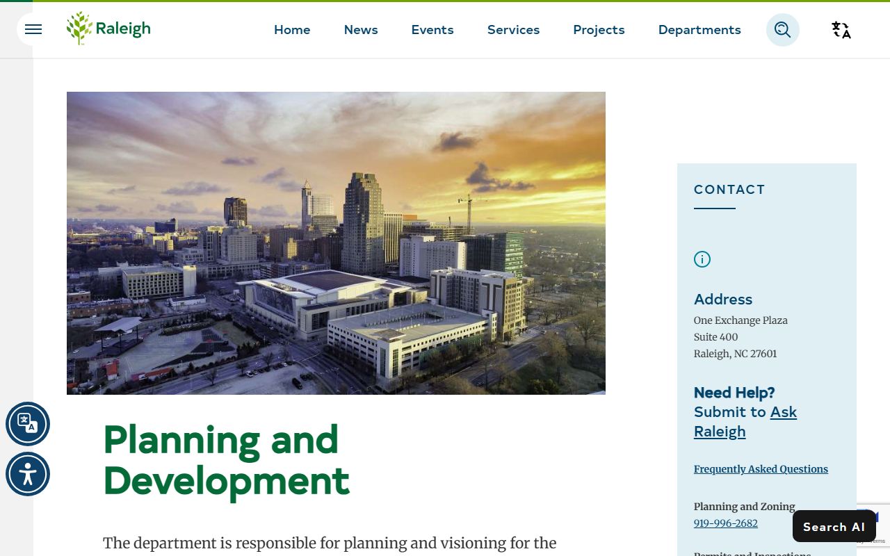 Raleigh planning and development services for Raleigh deed records