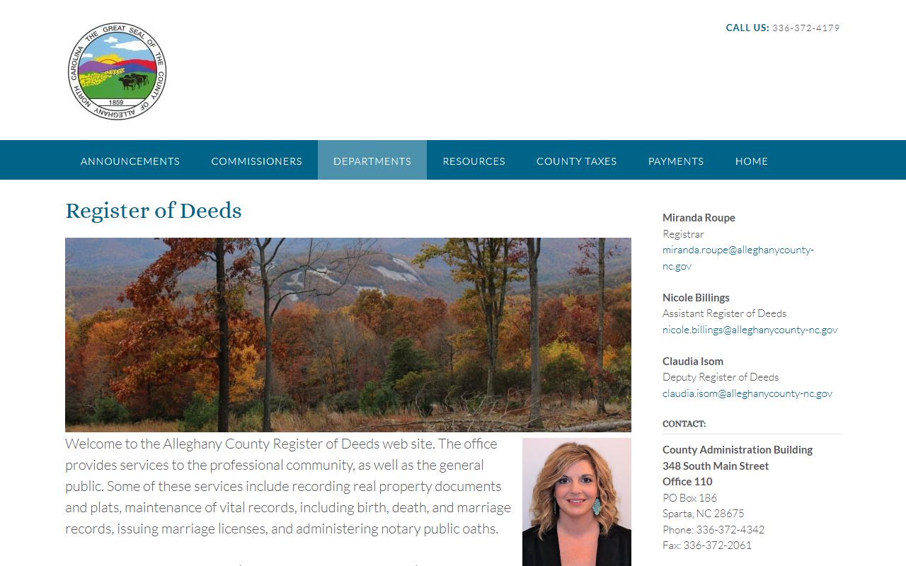 Alleghany County Register of Deeds official website for deed records