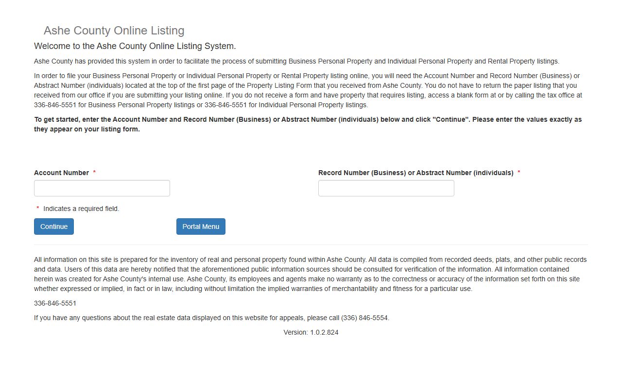 Ashe County taxpayer portal with deed records data