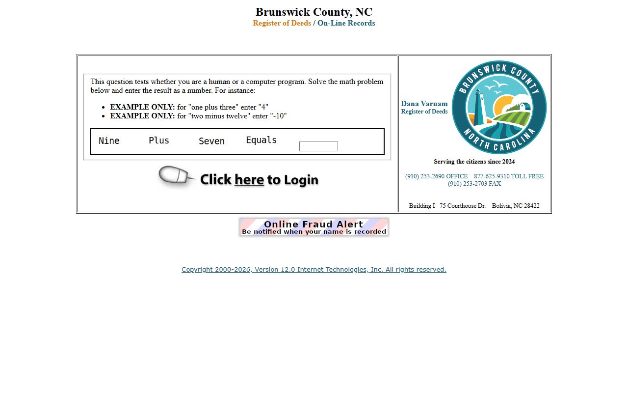 Brunswick County online records search for deed records