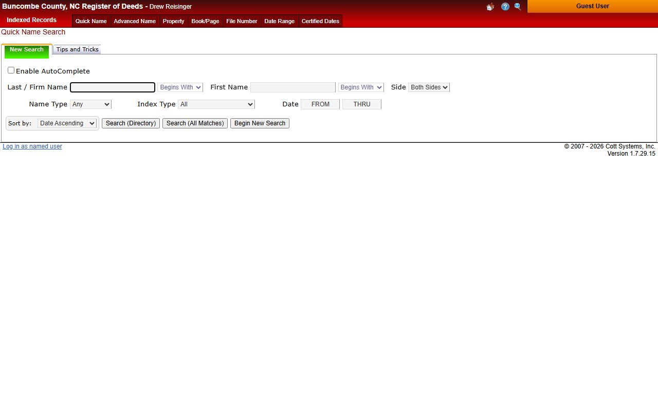Buncombe County online records search for deed records