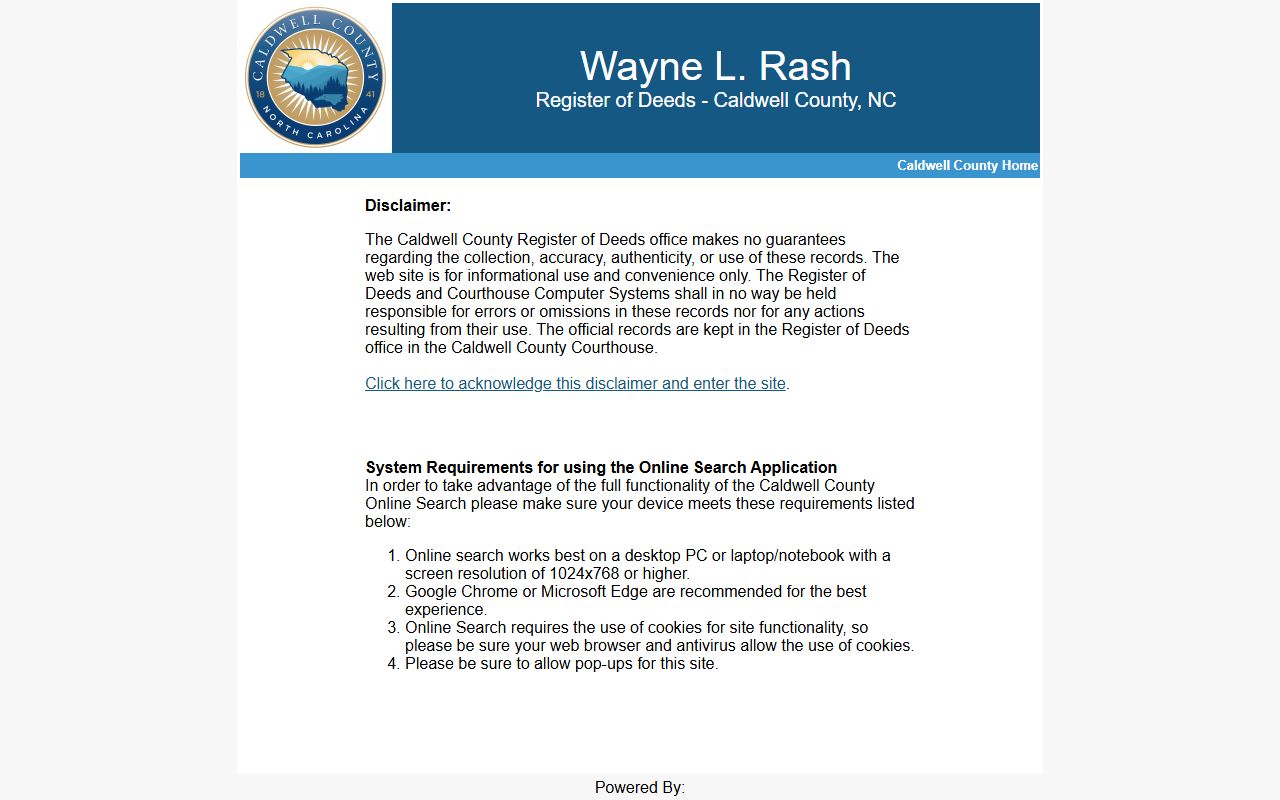Caldwell County online search for deed records