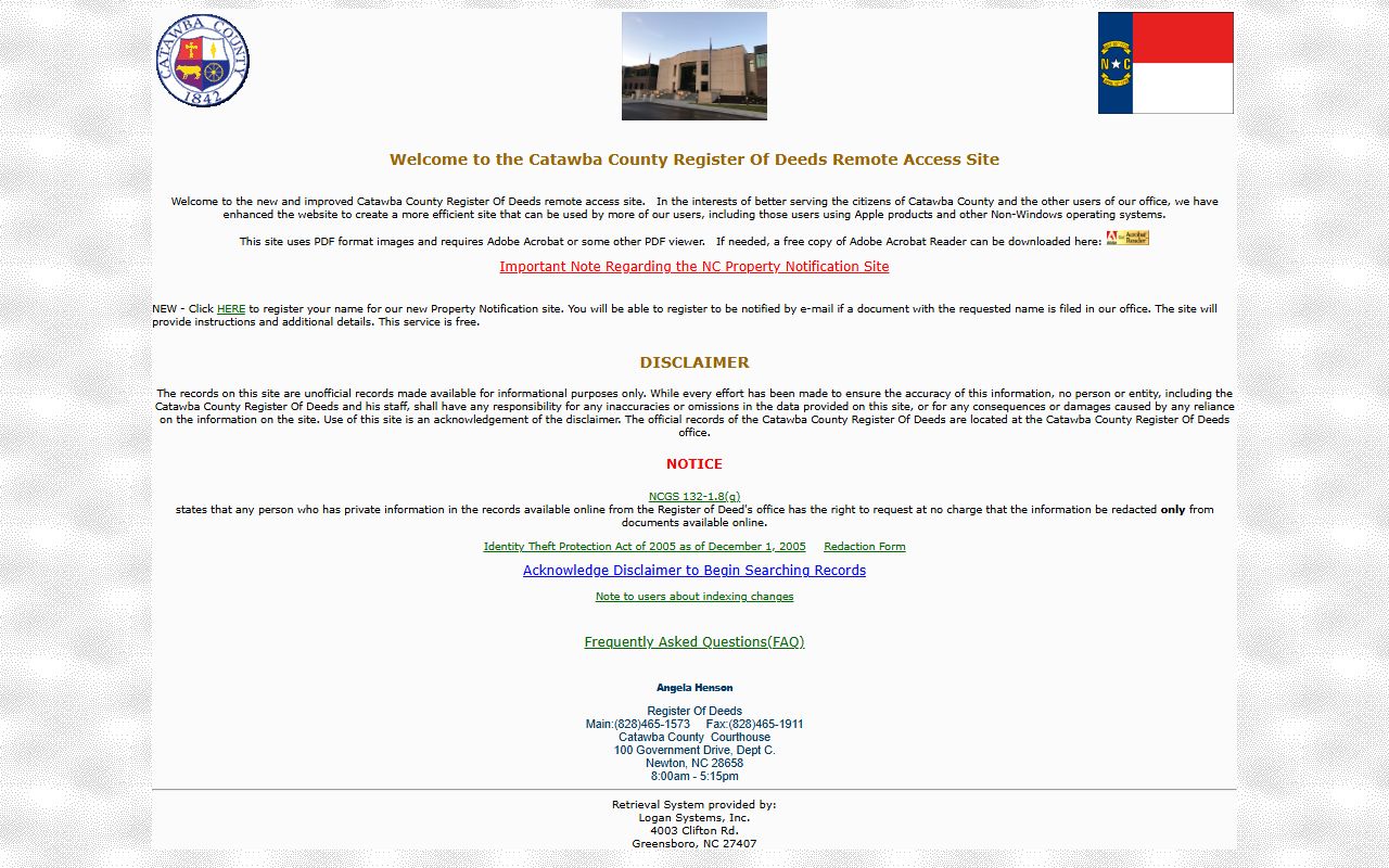Catawba County public search system for deed records