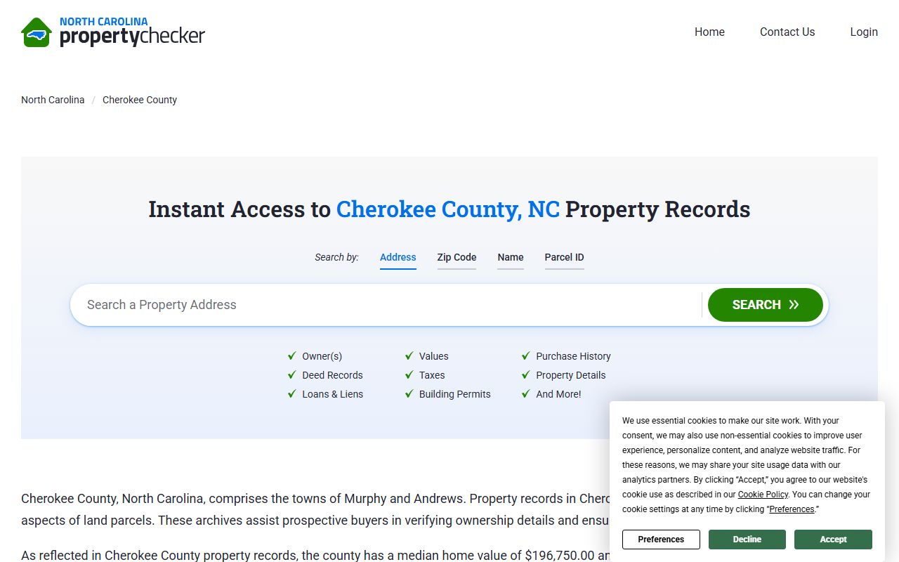 Cherokee County property records and deed records data
