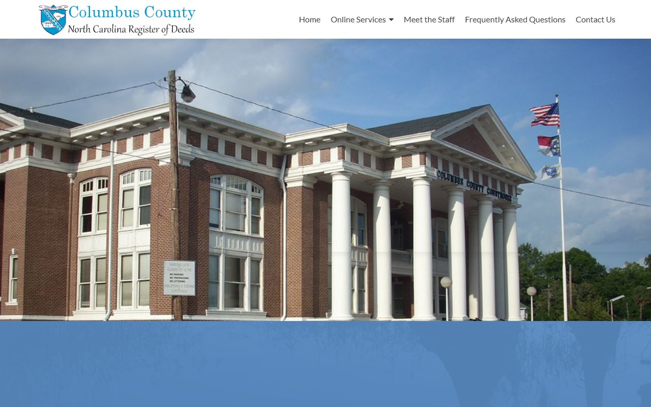 Columbus County Registry Online Lookup portal for deed records