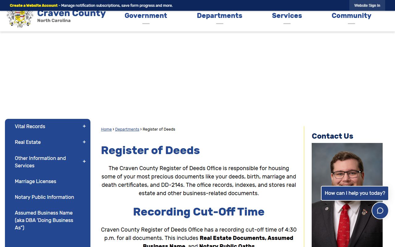 Craven County public records search portal for deed records