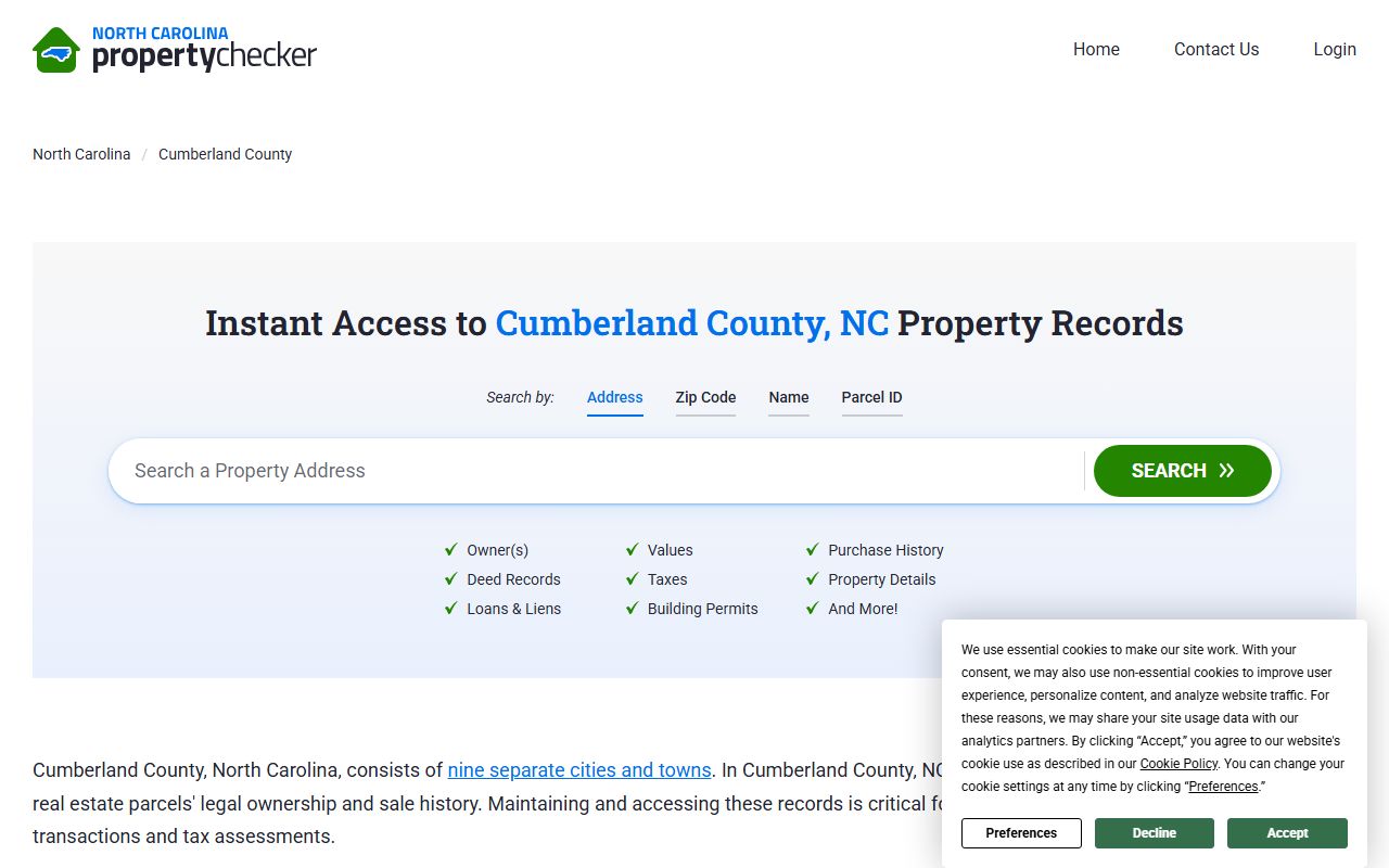 Cumberland County deed records and Register of Deeds property records website