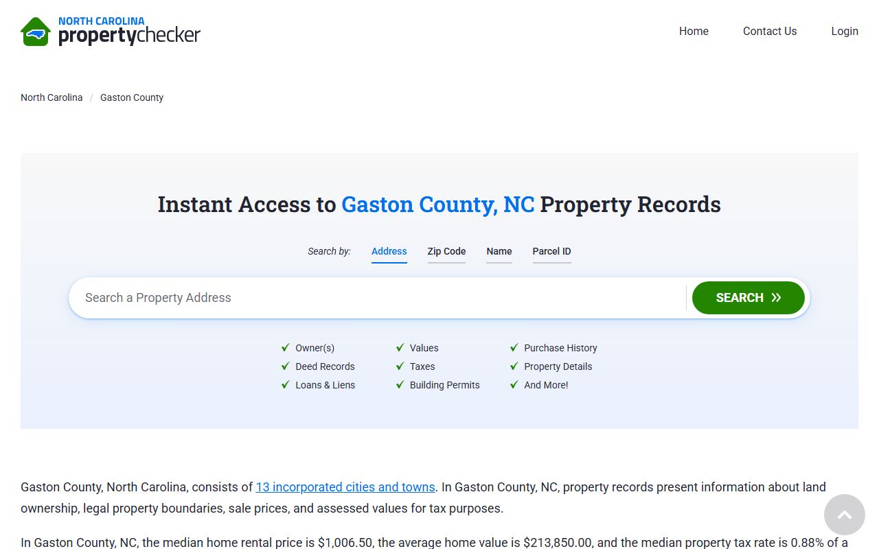 Gaston County deed records and Register of Deeds property records page