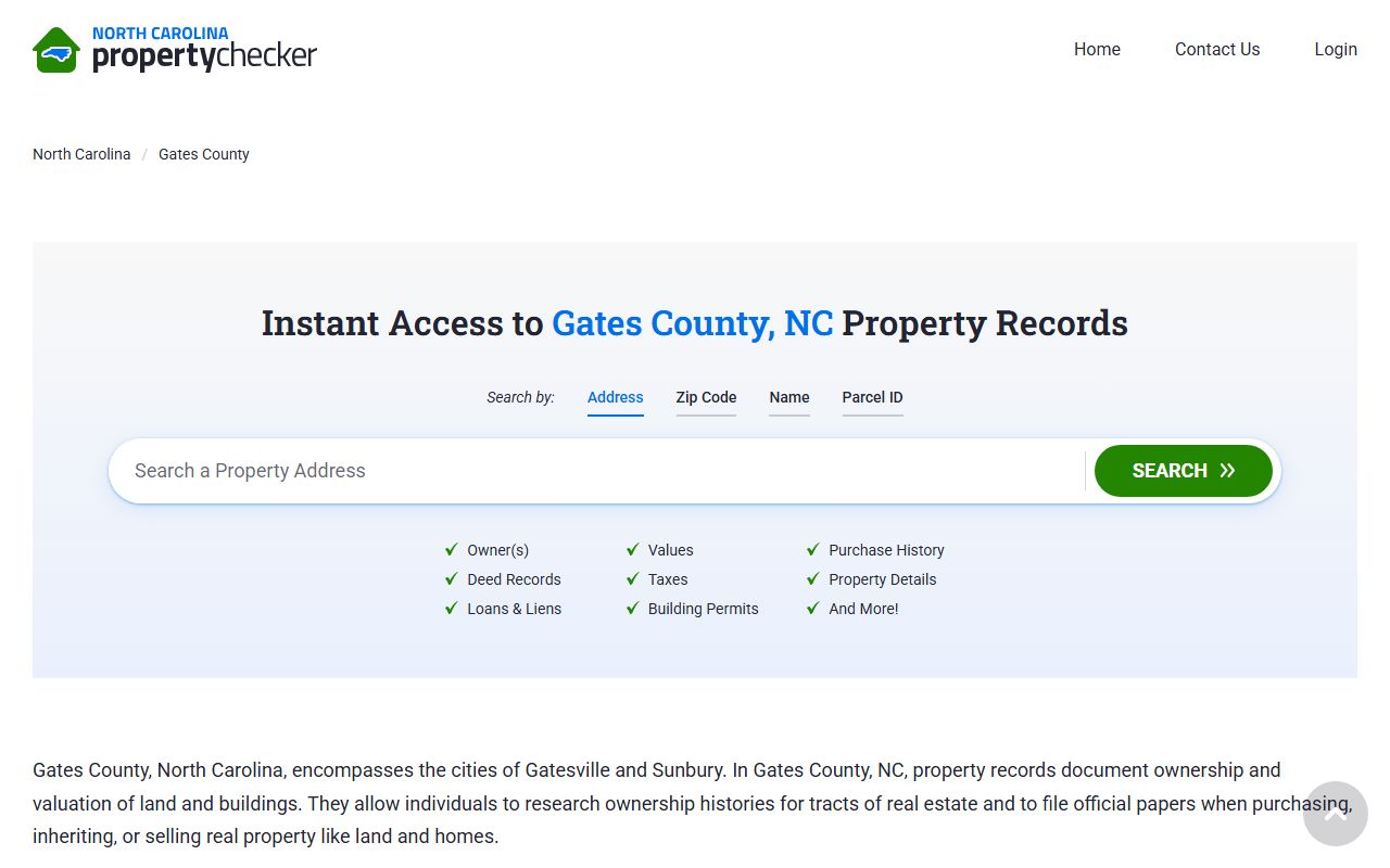 Gates County Register of Deeds online portal for deed records