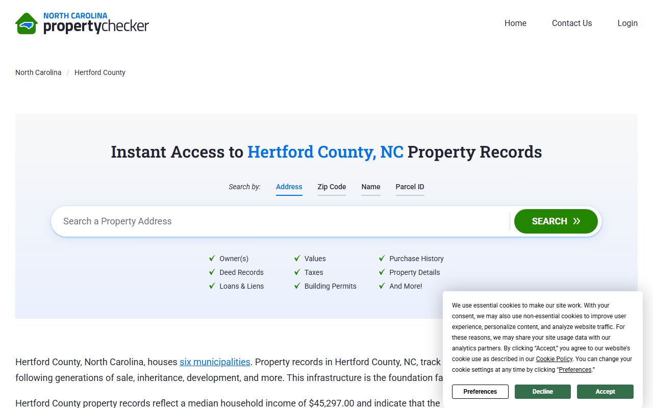Hertford County deed records online search portal