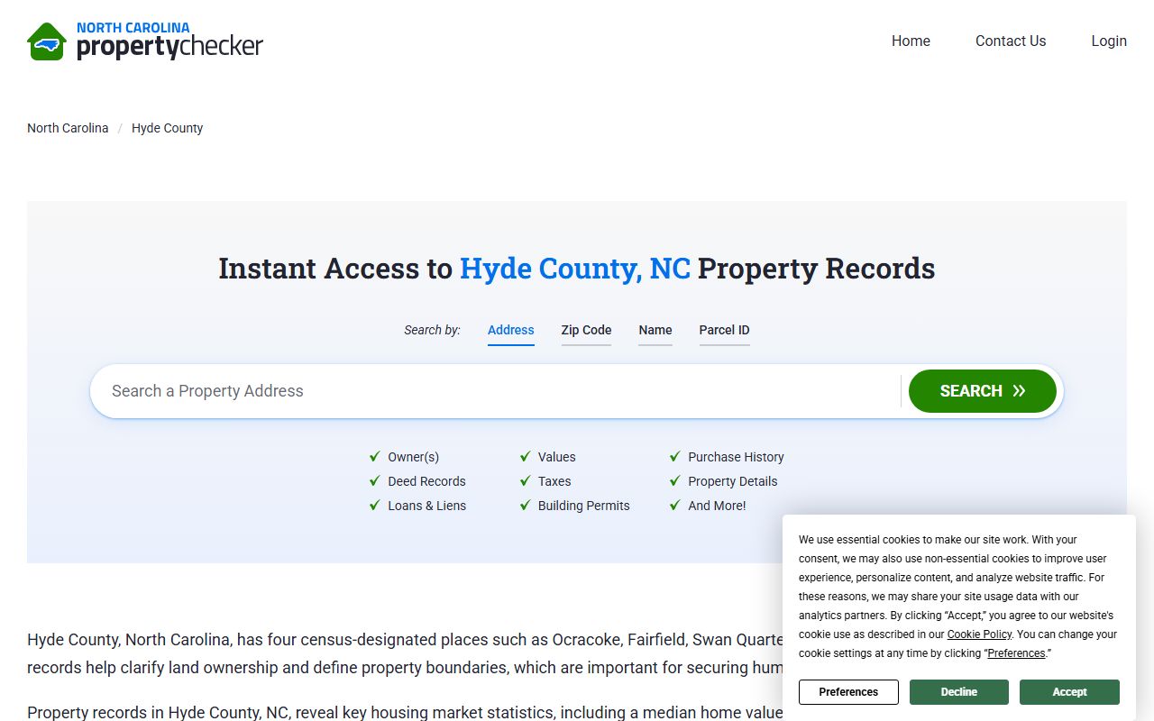 Hyde County deed records online search and property records