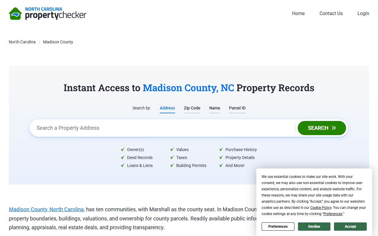 Madison County Register of Deeds online property records search portal