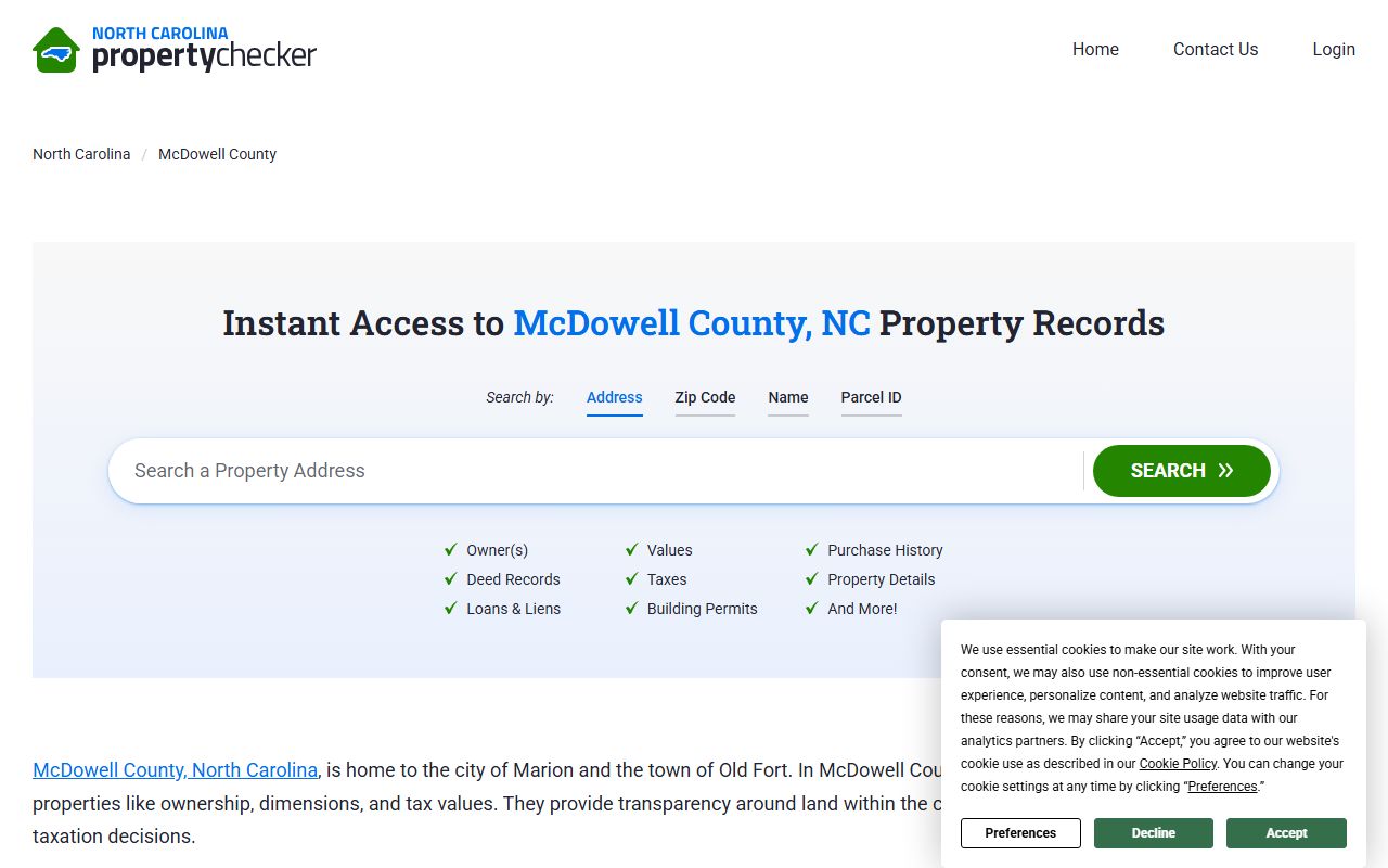 McDowell County property records portal for searching deed records