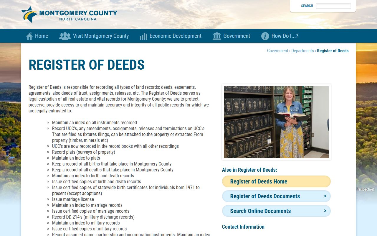 Montgomery County Register of Deeds official page for deed records