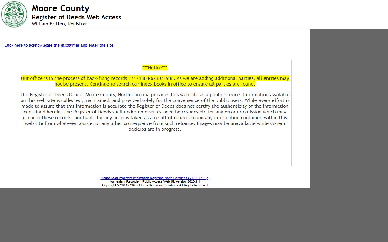 Moore County online records portal for deed records