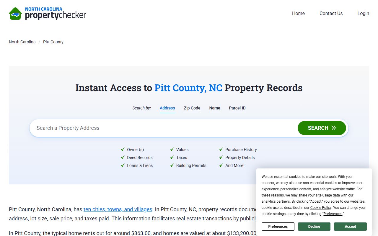 Pitt County property records portal for deed records and land documents