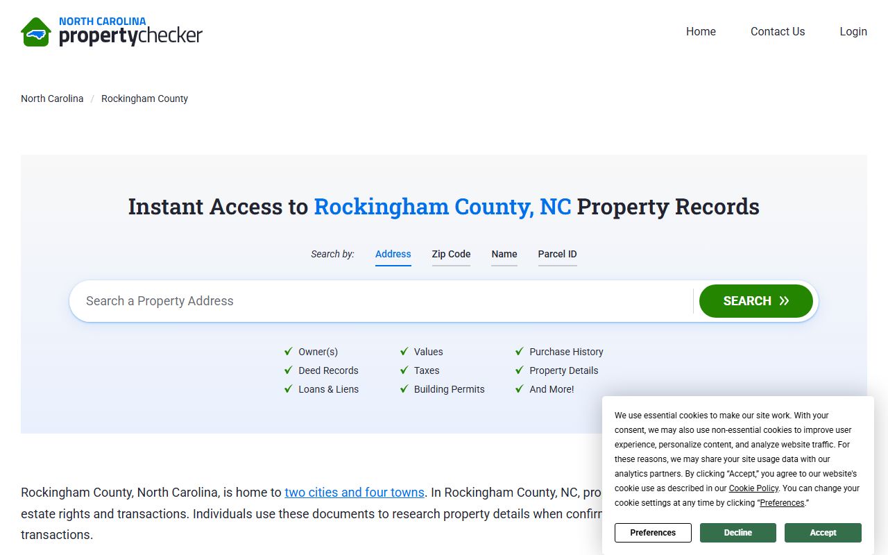 Rockingham County Register of Deeds page for property and deed records