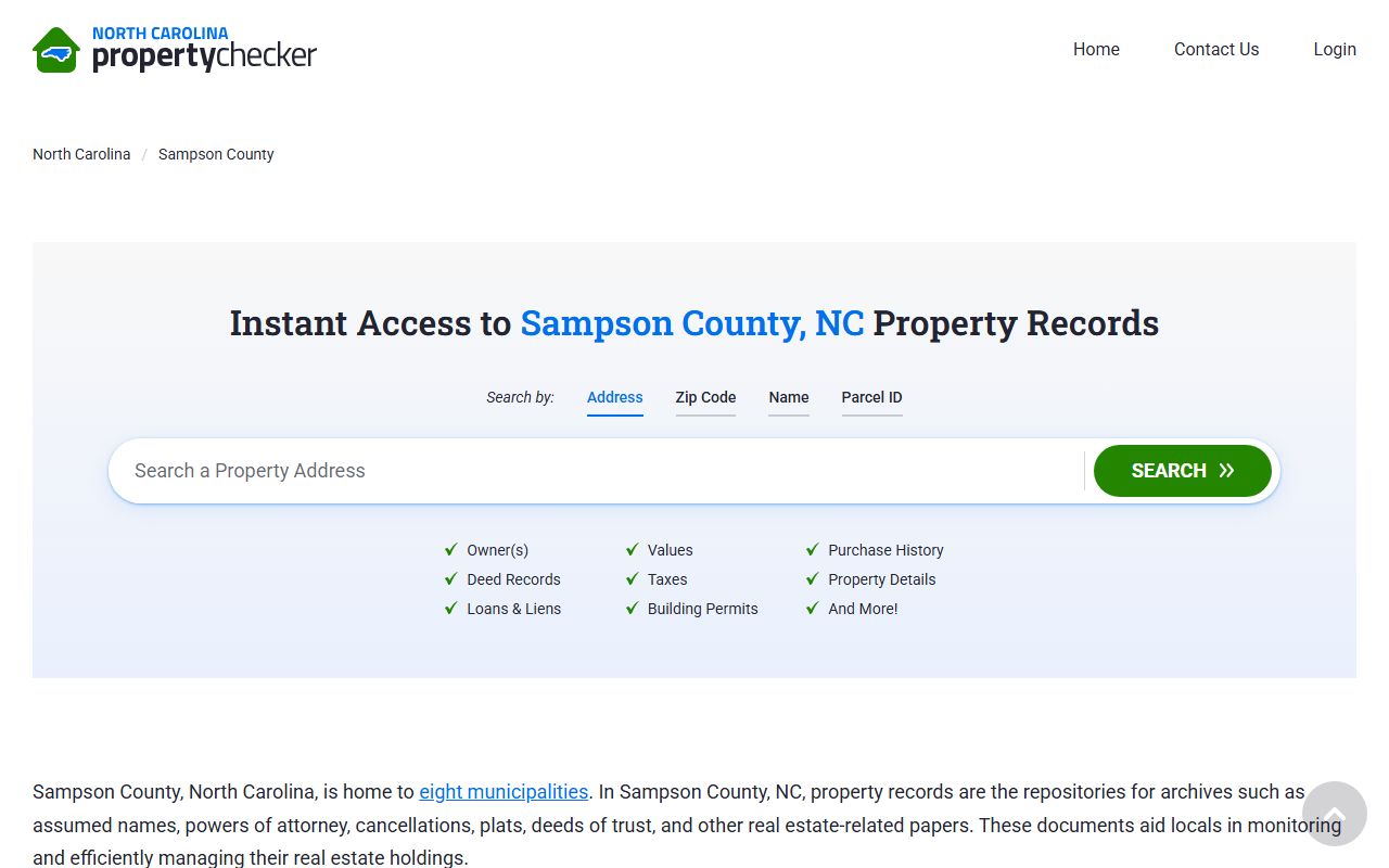 Sampson County Register of Deeds property records and deed filing resources