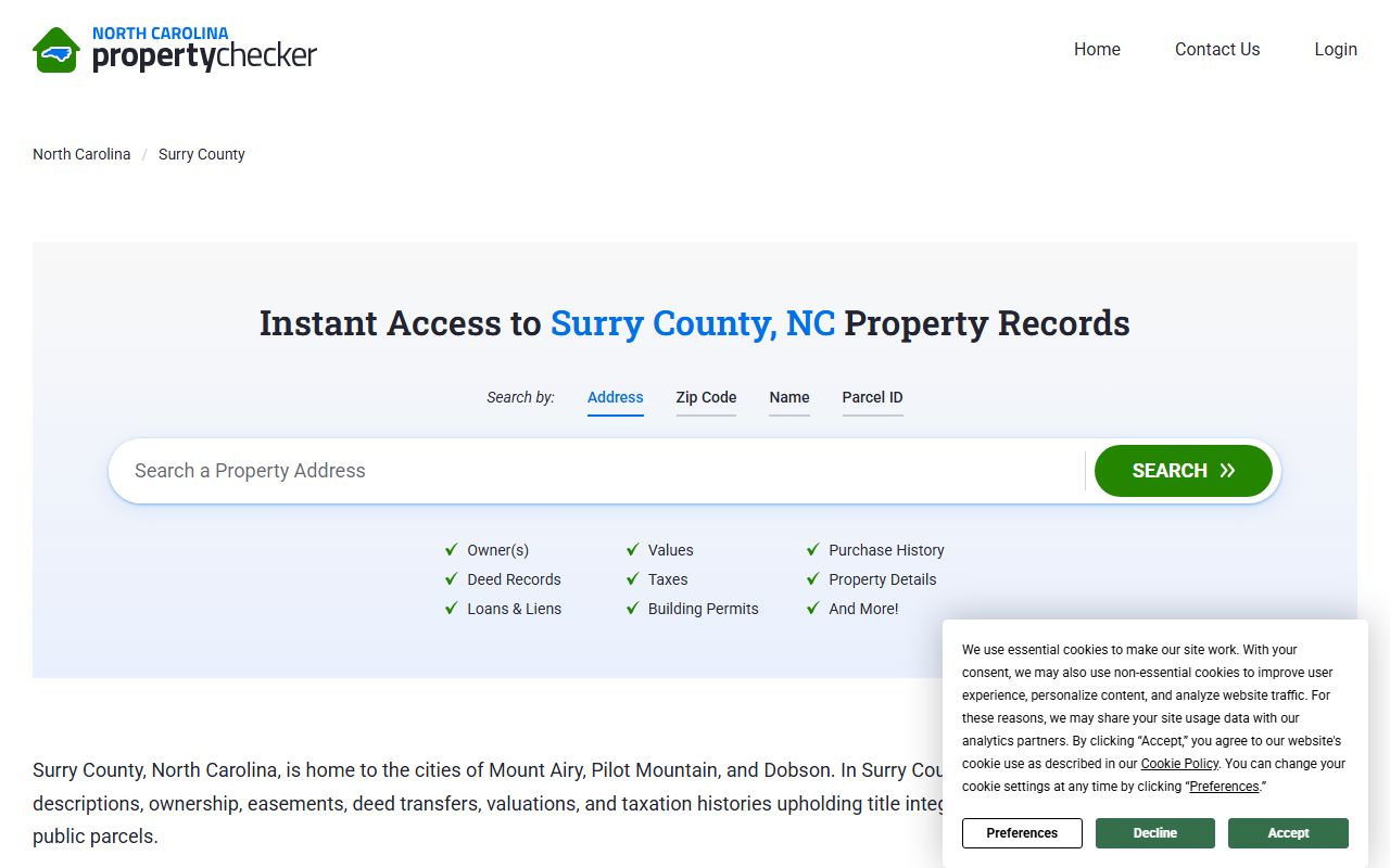 Surry County property and deed records information