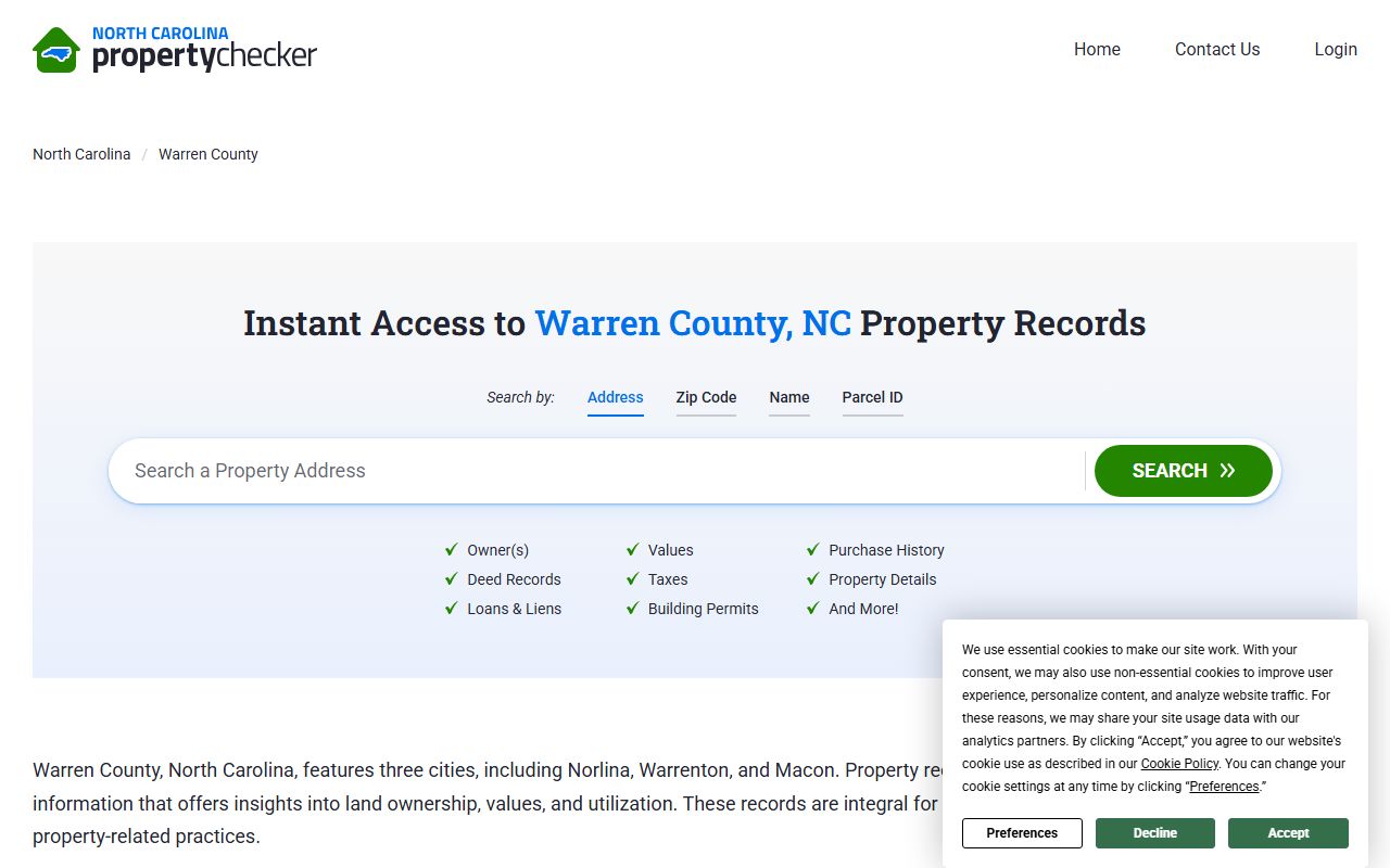 Warren County property records search for deed records