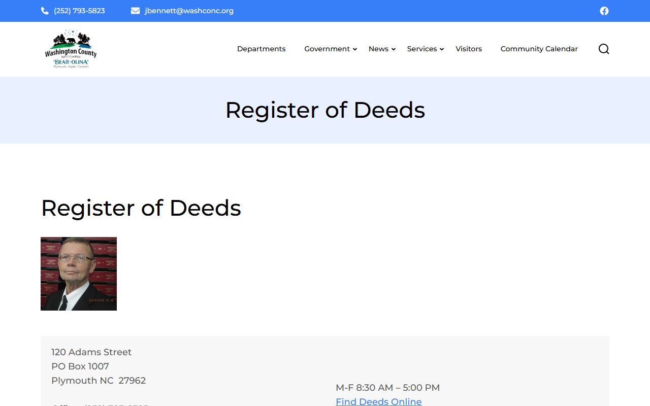 Washington County Register of Deeds official site for deed records