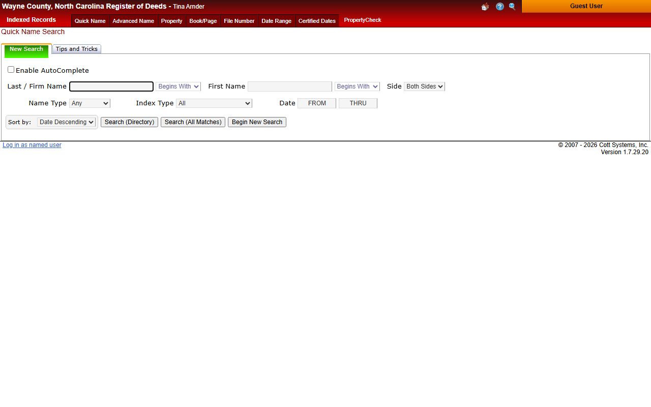 Wayne County online records search for deed records