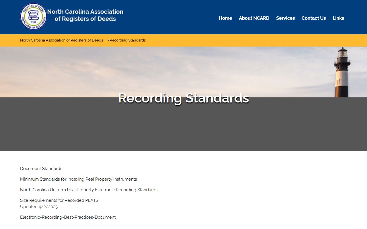 NCARD recording standards for North Carolina deed records